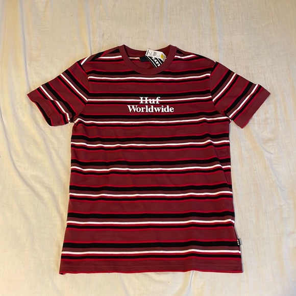 Red striped HUF worldwide shirt - Picture 1 of 1